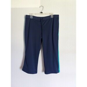 TEK GEAR Women's Athletic Capri Pants-Size Large- Blue with Green stripes